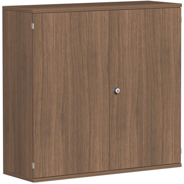 Flügeltürenschrank, 2 Dekor-Einlegeböden, abschließbar, 1200x425x1152, Nussbaum/Nussbaum