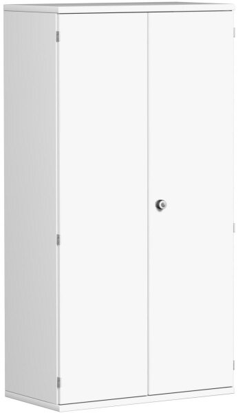 Flügeltürenschrank, 3 Dekor-Einlegeböden, abschließbar, 800x425x1536, Weiß/Weiß