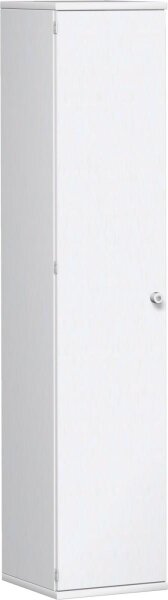Flügeltürenschrank, 4 Dekor-Einlegeböden, abschließbar, Schloss rechts, 400x425x1920, Weiß/Weiß