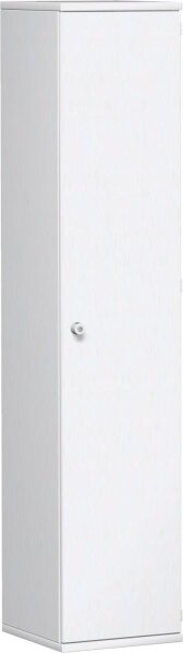 Flügeltürenschrank, 4 Dekor-Einlegeböden, abschließbar, Schloss links, 400x425x1920, Weiß/Weiß