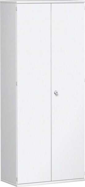 Flügeltürenschrank, 4 Dekor-Einlegeböden, abschließbar, 800x425x1920, Weiß/Weiß