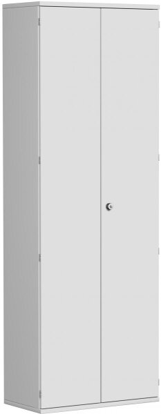 Flügeltürenschrank, 5 Dekor-Einlegeböden, abschließbar, 800x425x2304, Lichtgrau/Lichtgrau