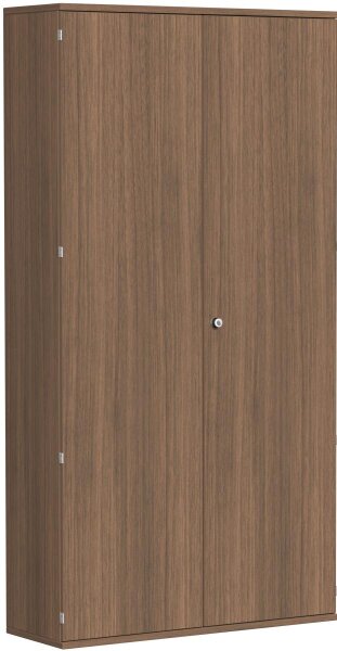 Flügeltürenschrank, 5 Dekor-Einlegeböden, abschließbar, 1200x425x2304, Nussbaum/Nussbaum