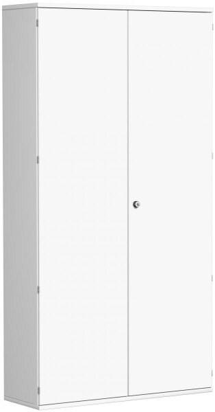 Flügeltürenschrank, 5 Dekor-Einlegeböden, abschließbar, 1200x425x2304, Weiß/Weiß