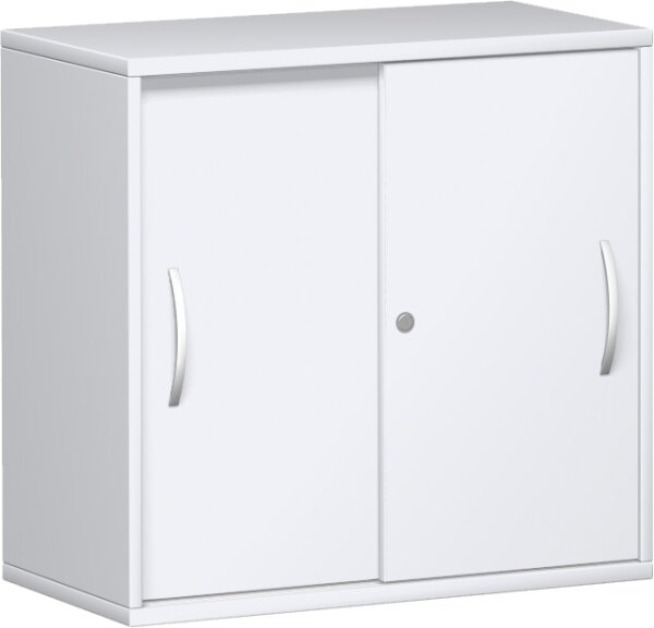 Anstell-Schiebetürenschrank, 1 Dekor-Einlegeboden, mit Stellfüßen, abschließbar, 800x425x720, Weiß/Weiß