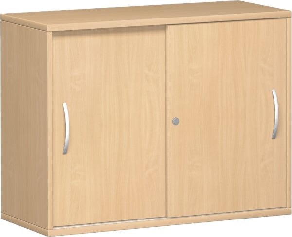 Anstell-Schiebetürenschrank mit Mittelseite, 2 Dekor-Einlegeböden, mit Stellfüßen, abschließbar, 1000x425x720, Buche/Buche