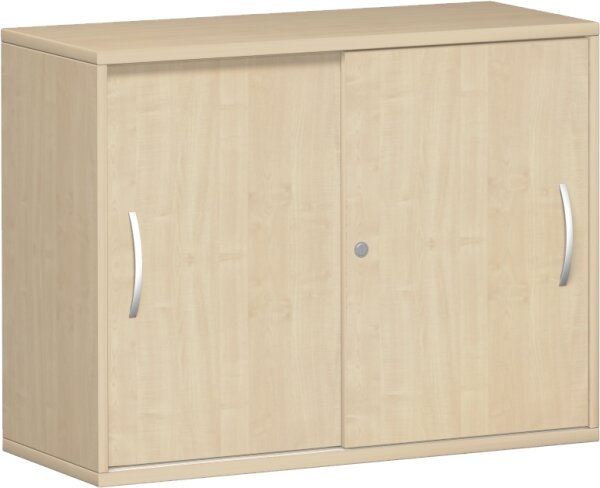 Schiebetürenschrank mit Mittelseite, 2 Dekor-Einlegeböden, abschließbar, 1000x425x768, Ahorn/Ahorn