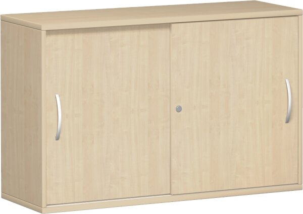 Schiebetürenschrank mit Mittelseite, 2 Dekor-Einlegeböden, abschließbar, 1200x425x768, Ahorn/Ahorn