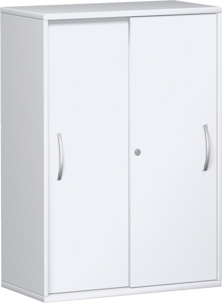 Schiebetürenschrank, 2 Dekor-Einlegeböden, abschließbar, 800x425x1152, Weiß/Weiß