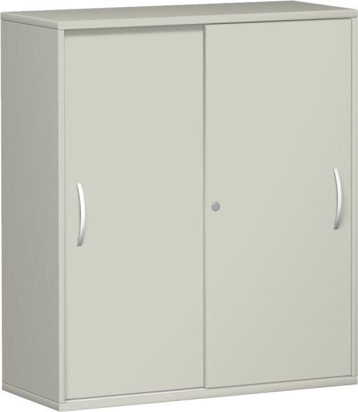 Schiebetürenschrank mit Mittelseite, 4 Dekor-Einlegeböden, abschließbar, 1000x425x1152, Lichtgrau/Lichtgrau