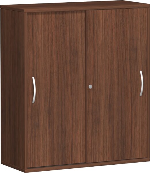Schiebetürenschrank mit Mittelseite, 4 Dekor-Einlegeböden, abschließbar, 1000x425x1152, Nussbaum/Nussbaum