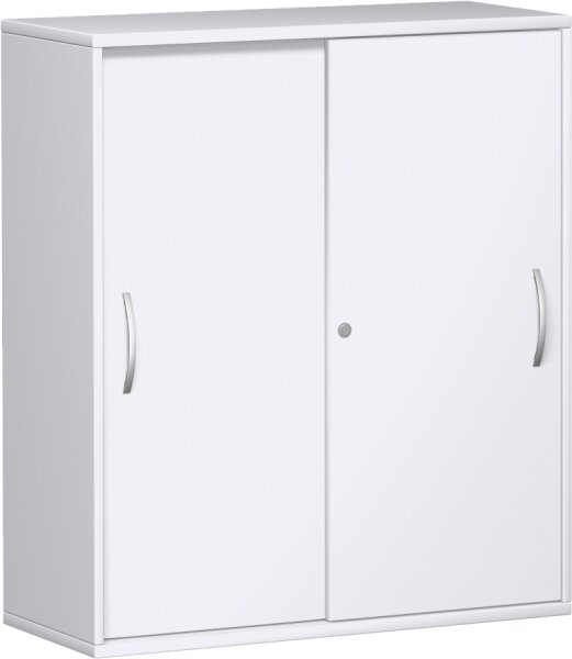 Schiebetürenschrank mit Mittelseite, 4 Dekor-Einlegeböden, abschließbar, 1000x425x1152, Weiß/Weiß