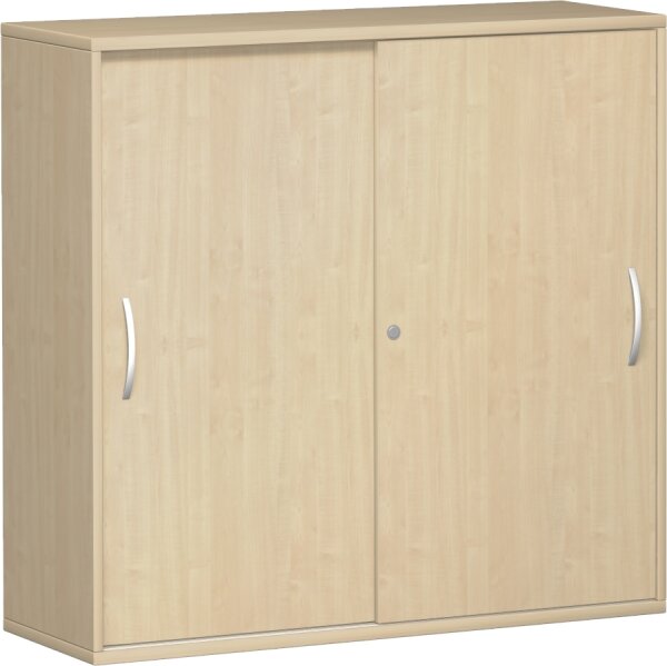 Schiebetürenschrank mit Mittelseite, 4 Dekor-Einlegeböden, abschließbar, 1200x425x1152, Ahorn/Ahorn
