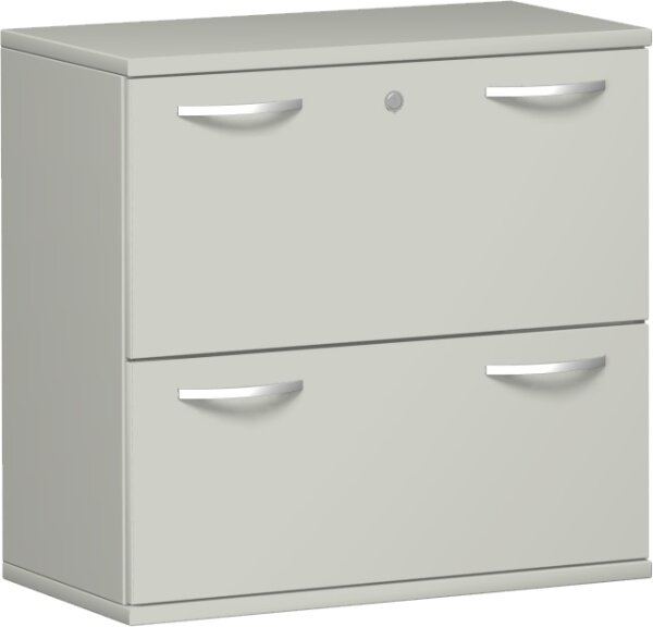 Registraturschrank, 2 Hängeregistraturen mit Zentralverriegelung und Auszugssperre, abschließbar, Wandbefestigung erforderlich, 800x425x768, Lichtgrau/Lichtgrau