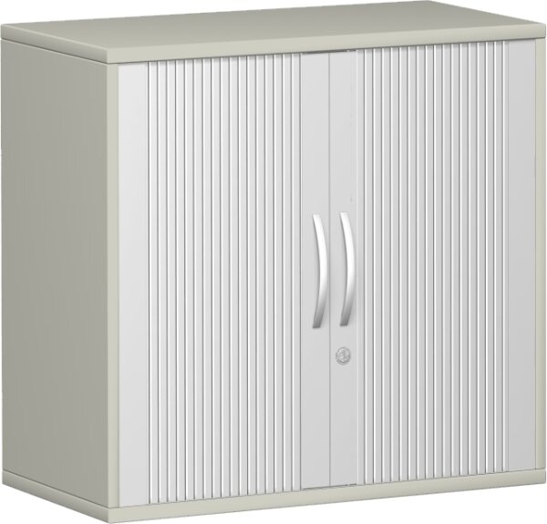 Anstell-Querrollladenschrank, 1 Dekor-Einlegeboden, mit Stellfüßen, abschließbar, 800x425x720, Silber/Lichtgrau