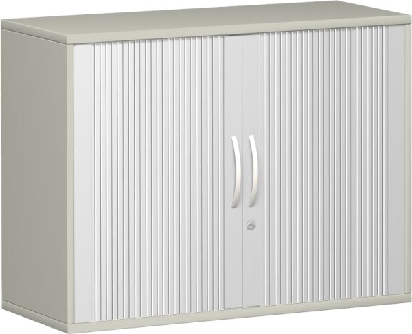 Querrollladenschrank, 1 Dekor-Einlegeboden, abschließbar, 1000x425x768, Silber/Lichtgrau