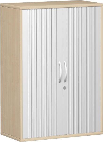 Querrollladenschrank, 2 Dekor-Einlegeböden, abschließbar, 800x425x1152, Silber/Ahorn