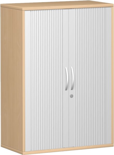 Querrollladenschrank, 2 Dekor-Einlegeböden, abschließbar, 800x425x1152, Silber/Buche