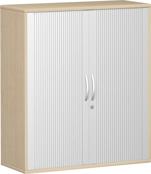 Querrollladenschrank, 2 Dekor-Einlegeböden, abschließbar, 1000x425x1152, Silber/Ahorn