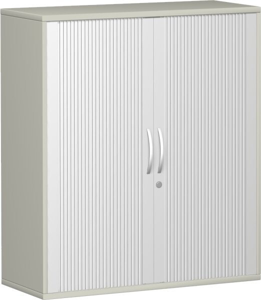 Querrollladenschrank, 2 Dekor-Einlegeböden, abschließbar, 1000x425x1152, Silber/Lichtgrau
