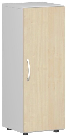 Flügeltürenschrank mit Standfüßen, Griff links oder rechts, inkl. Türdämpfer, nicht abschließbar, 400x420x1104, Ahorn/Lichtgrau