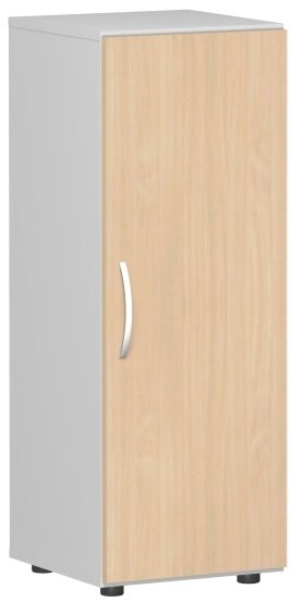 Flügeltürenschrank mit Standfüßen, Griff links oder rechts, inkl. Türdämpfer, nicht abschließbar, 400x420x1104, Buche/Lichtgrau