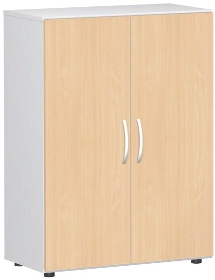 Flügeltürenschrank mit Standfüßen, inkl. Türdämpfer, nicht abschließbar, 800x420x1104, Buche/Weiß