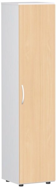 Flügeltürenschrank mit Standfüßen, Griff links oder rechts, inkl. Türdämpfer, nicht abschließbar, 400x420x1808, Buche/Weiß