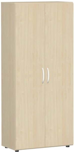 Flügeltürenschrank mit Standfüßen, inkl. Türdämpfer, abschließbar, 800x420x1808, Ahorn/Ahorn
