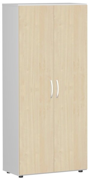 Flügeltürenschrank mit Standfüßen, inkl. Türdämpfer, abschließbar, 800x420x1808, Ahorn/Lichtgrau