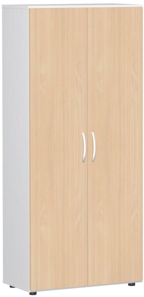 Flügeltürenschrank mit Standfüßen, inkl. Türdämpfer, abschließbar, 800x420x1808, Buche/Weiß