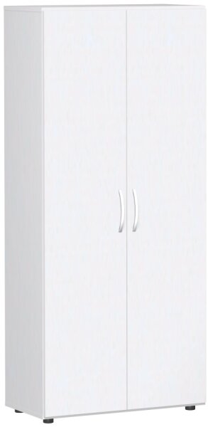 Flügeltürenschrank mit Standfüßen, inkl. Türdämpfer, abschließbar, 800x420x1808, Weiß/Weiß