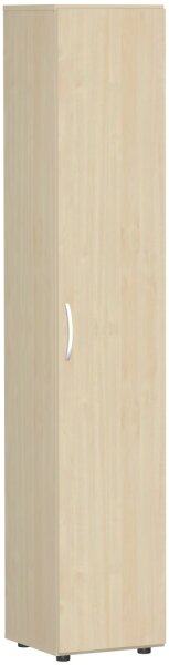 Flügeltürenschrank mit Standfüßen, Griff links oder rechts, inkl. Türdämpfer, nicht abschließbar, 400x420x2160, Ahorn/Ahorn