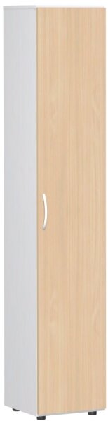 Flügeltürenschrank mit Standfüßen, Griff links oder rechts, inkl. Türdämpfer, nicht abschließbar, 400x420x2160, Buche/Weiß