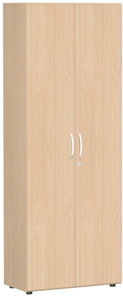 Flügeltürenschrank mit Standfüßen, inkl. Türdämpfer, abschließbar, 800x420x2160, Buche/Buche