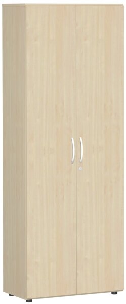 Garderobenschrank mit ausziehbarem Garderobenhalter, mit Standfüßen, inkl. Türdämpfer, abschließbar, 800x420x2160, Ahorn/Ahorn
