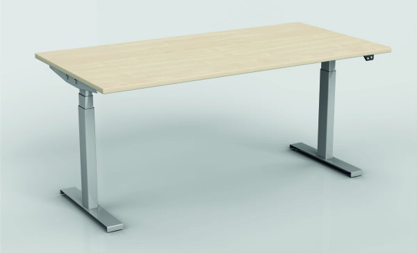 Elektro-Hubtisch höhenverstellbar, 1600x800x625-1275, Ahorn/Silber