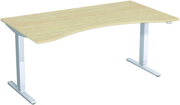 Elektro-Hubtisch höhenverstellbar, 1800x1000x650-1250, Ahorn/Silber