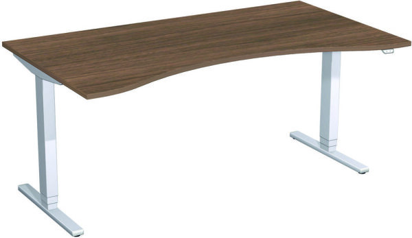 Elektro-Hubtisch höhenverstellbar, 1800x1000x650-1250, Nussbaum/Silber