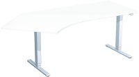 Elektro-Hubtisch 135° links höhenverstellbar, 2166x1130x650-1250, Weiß/Silber