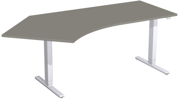 Elektro-Hubtisch 135° links höhenverstellbar, 2166x1130x650-1250, Onyx/Silber