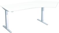 Elektro-Hubtisch 135° rechts höhenverstellbar, 2166x1130x650-1250, Weiß/Silber