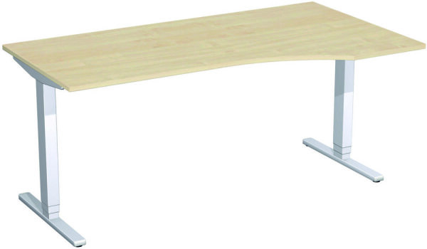 Elektro-Hubtisch rechts höhenverstellbar, 1800x1000x650-1250, Ahorn/Silber