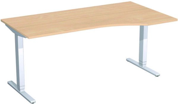 Elektro-Hubtisch rechts höhenverstellbar, 1800x1000x650-1250, Buche/Silber