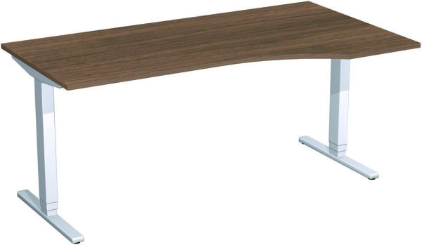 Elektro-Hubtisch rechts höhenverstellbar, 1800x1000x650-1250, Nussbaum/Silber