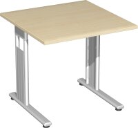 Schreibtisch feste Höhe, 800x800x720, Ahorn/Silber