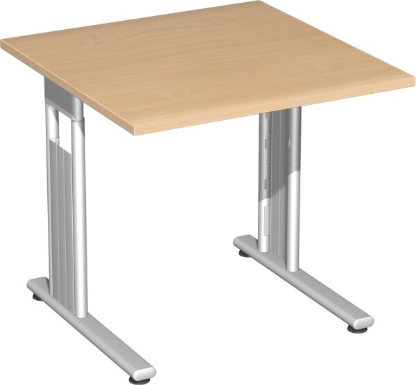 Schreibtisch feste Höhe, 800x800x720, Buche/Silber