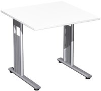 Schreibtisch feste Höhe, 800x800x720, Weiß/Silber