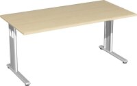 Schreibtisch feste Höhe, 1600x800x720, Ahorn/Silber
