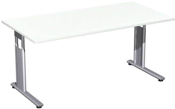 Schreibtisch feste Höhe, 1600x800x720, Weiß/Silber